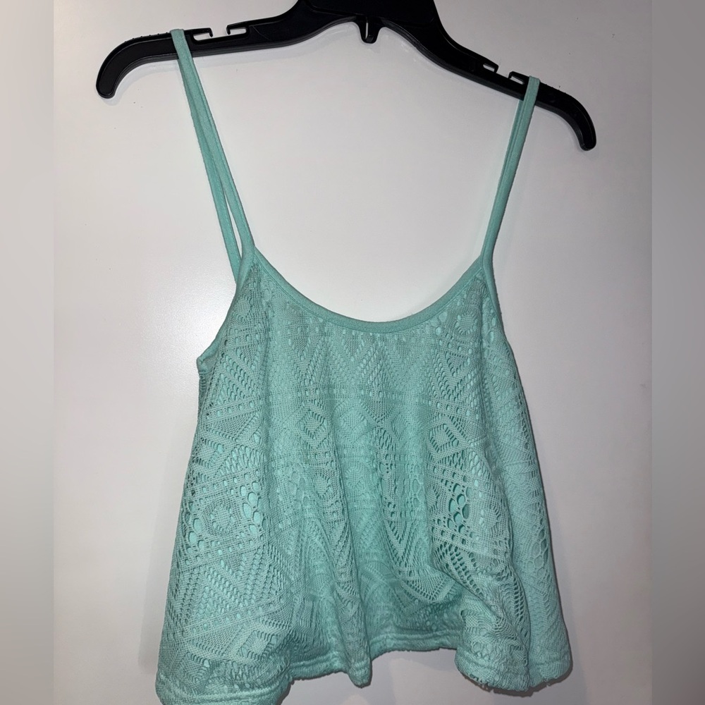 La Hearts Mint Green Crochet Camisole with Boxy Relaxed Fit